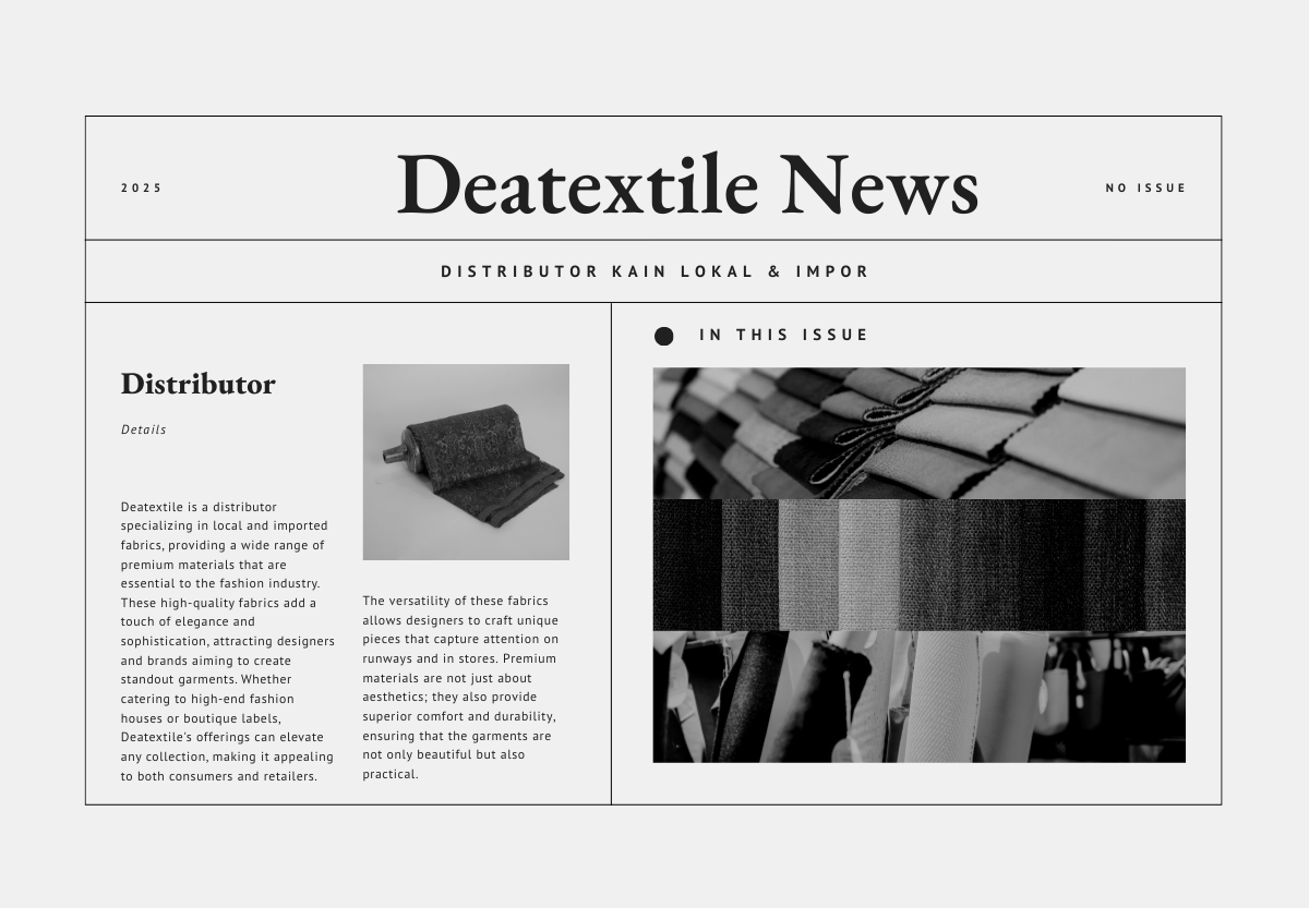 Berbagai jenis kain lokal dan impor tersusun rapi dalam palet warna modern